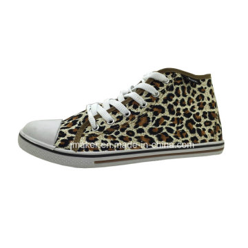Zapato de lona estampado leopardo para dama (3546-L)